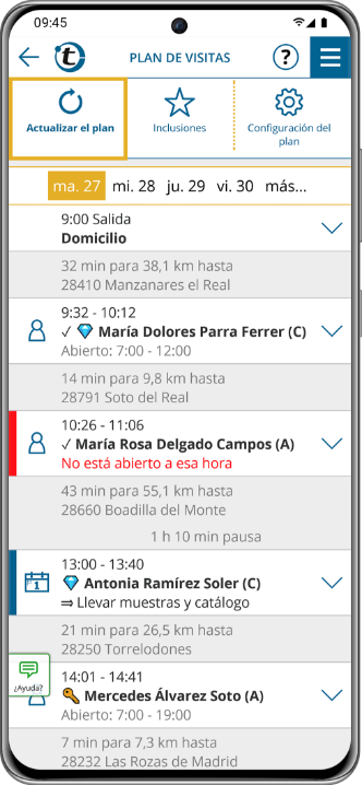 Update your schedule within seconds to receive an adapted route that fits your current circumstances